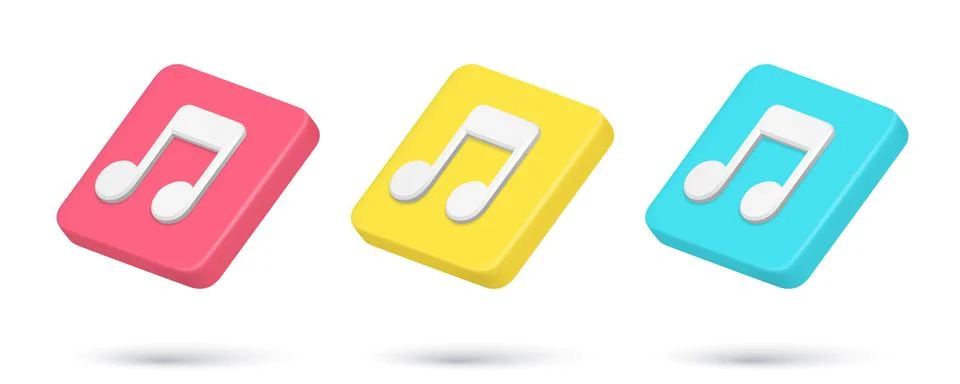 Realistic 3d icon quick tips musical notes internet notification collection v Stock Illustration