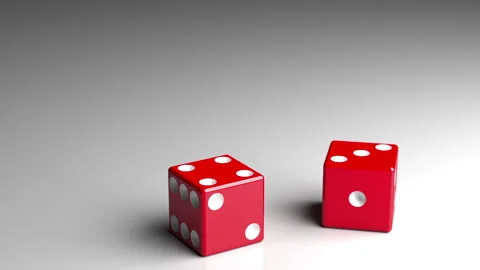 Realistic 3D Illustration of Red Dice Rolling a Lucky Number 7 Stock Footage