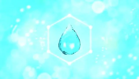 Realistic 3d illustration of a water drop in a hexagon. The concept of high Stock Illustration