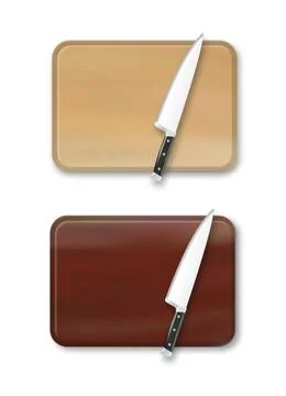 Realistic 3D kitchen knife set meat cleaver types of cutlery for cooking Stock Illustration