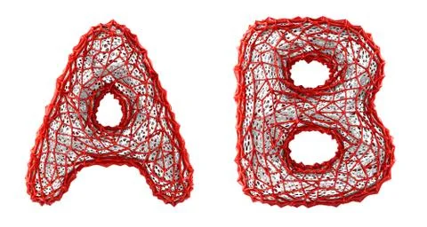 Realistic 3D letters set A, B made of red plastic. Stock Illustration