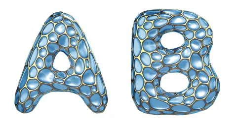 Realistic 3D letters set A, B made of gold shining metal letters. Stock Illustration