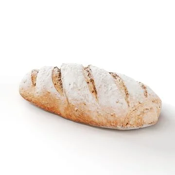 Realistic 3d loaf of bread isolated on a vertical white background. Stock Illustration
