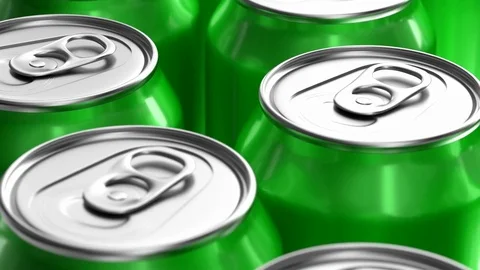 Realistic 3D looping animation of green soda cans Video stock 69961023
