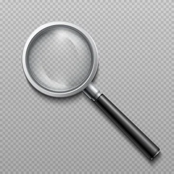 Realistic 3d magnifying glass. Vector zoom lens magnifier isolated on Stock Illustration