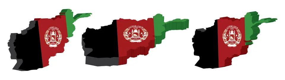 Realistic 3D Map of Afghanistan Vector Design Template Stock Illustration
