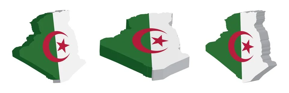 Realistic 3D Map of Algeria Vector Design Template Illustrazione stock