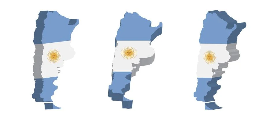 Realistic 3D Map of Argentina Vector Design Template Illustrazione stock