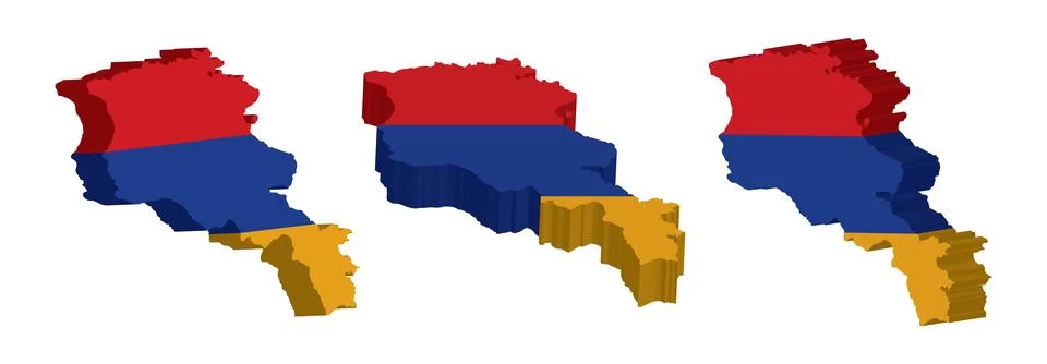 Realistic 3D Map of Armenia Vector Design Template Stock Illustration