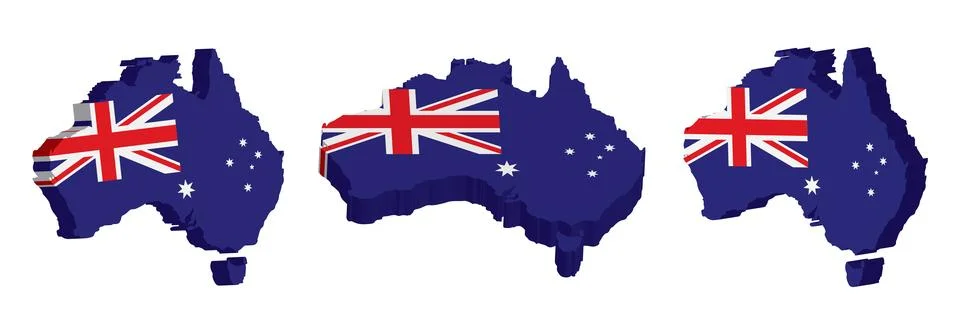 Realistic 3D Map of Australia Vector Design Template Illustrazione stock