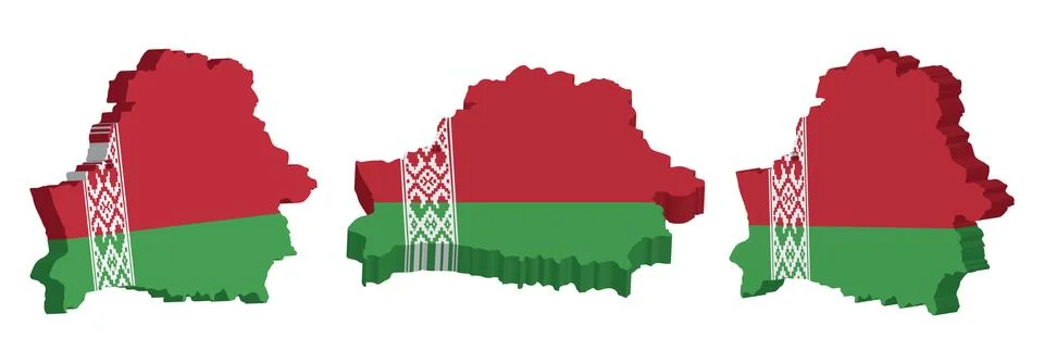 Realistic 3D Map of Belarus Vector Design Template Stock Illustration