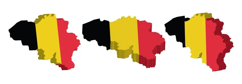 Realistic 3D Map of Belgium Vector Design Template Stock Illustration