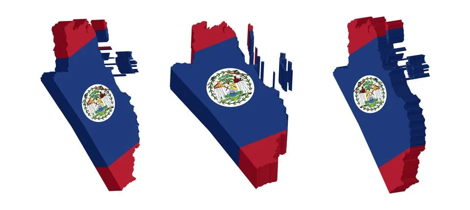Realistic 3D Map of Belize Vector Design Template Stock Illustration