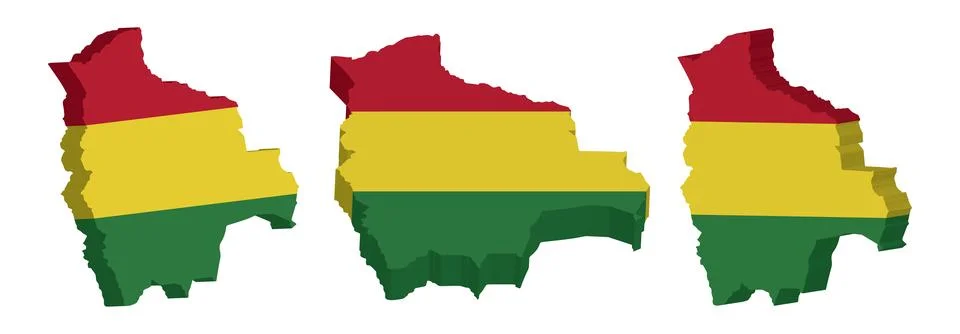 Realistic 3D Map of Bolivia Vector Design Template Illustrazione stock