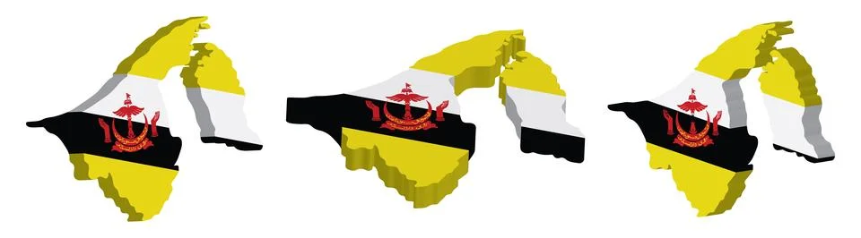 Realistic 3D Map of Brunei Vector Design Template Stock Illustration