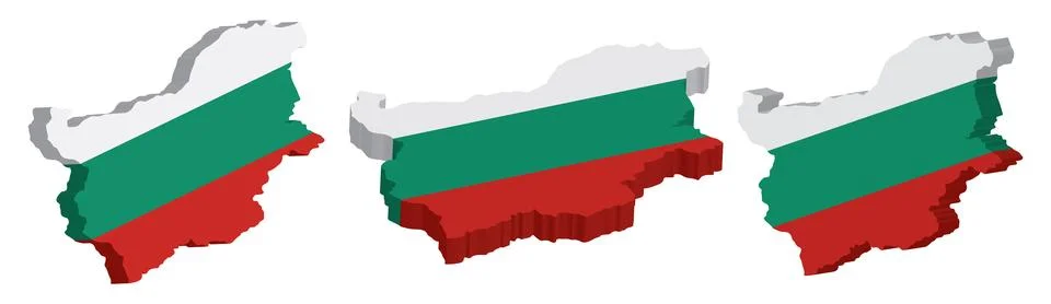 Realistic 3D Map of Bulgaria Vector Design Template Stock Illustration