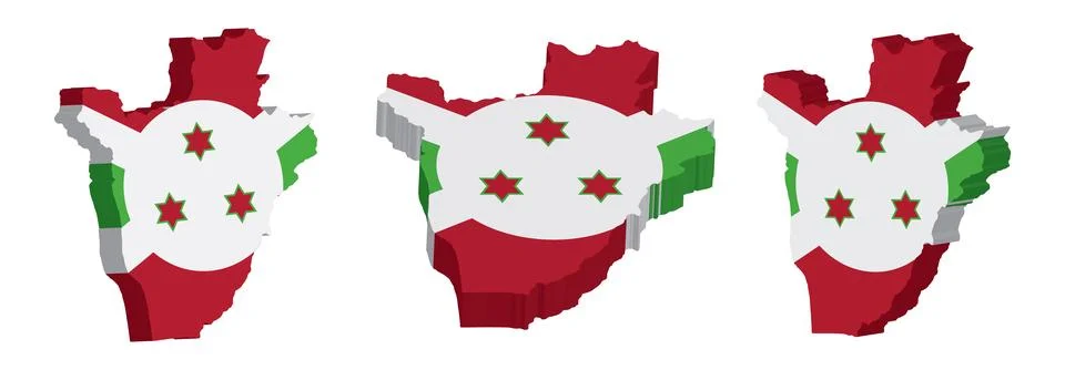 Realistic 3D Map of Burundi Vector Design Template Stock Illustration