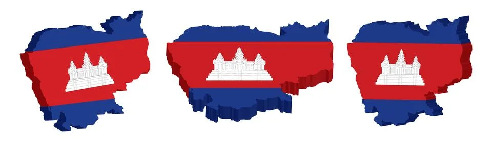 Realistic 3D Map of Cambodia Vector Design Template Illustrazione stock