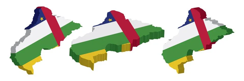 Realistic 3D Map of Central African Republic Vector Design Template Stock Illustration