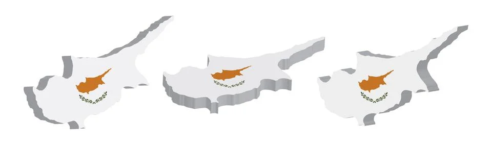 Realistic 3D Map of Cyprus Vector Design Template Illustrazione stock