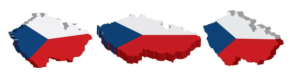 Realistic 3D Map of Czech Republic Vector Design Template Stock Illustration
