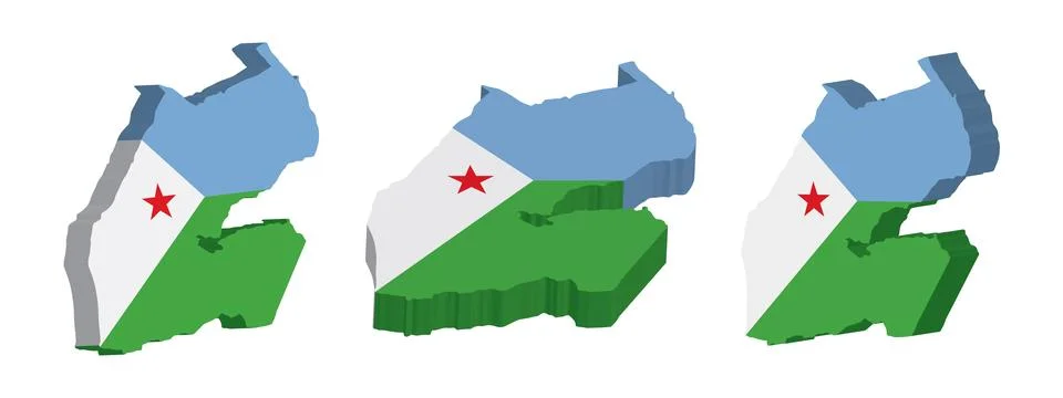 Realistic 3D Map of Djibouti Vector Design Template Stock Illustration