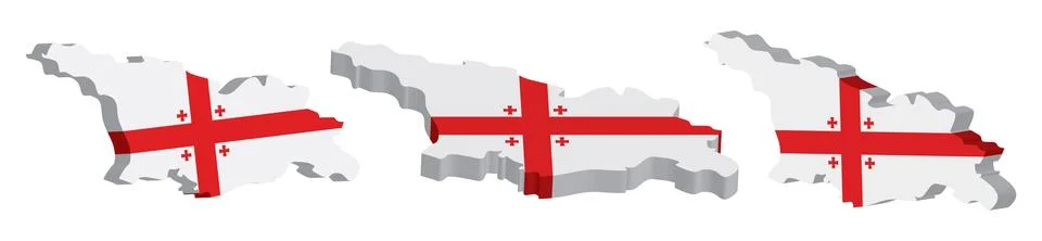 Realistic 3D Map of Georgia Vector Design Template Stock Illustration
