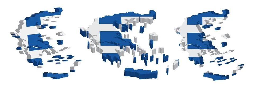Realistic 3D Map of Greece Vector Design Template Stock Illustration
