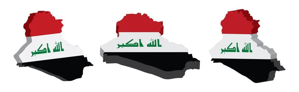 Realistic 3D Map of Iraq Vector Design Template Illustrazione stock