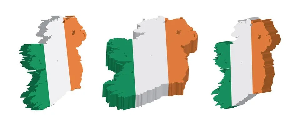 Realistic 3D Map of Ireland Vector Design Template Illustrazione stock