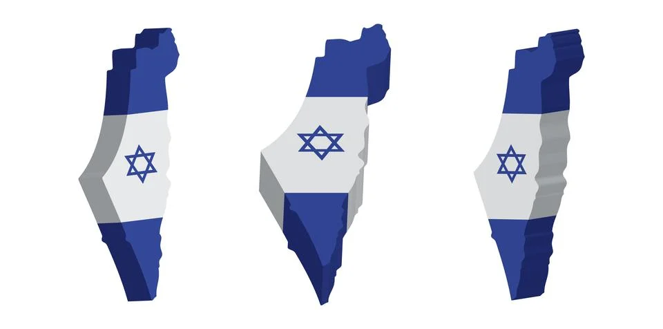 Realistic 3D Map of Israel Vector Design Template Illustrazione stock