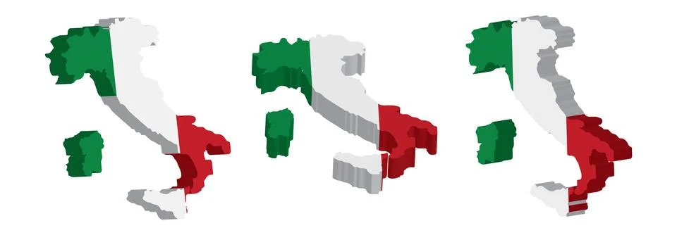 Realistic 3D Map of Italy Vector Design Template Illustrazione stock