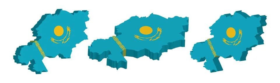 Realistic 3D Map of Kazakhstan Vector Design Template Illustrazione stock
