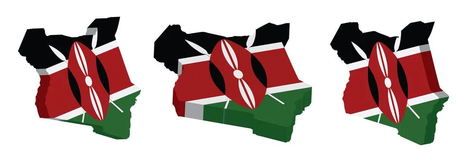 Realistic 3D Map of Kenya Vector Design Template Illustrazione stock