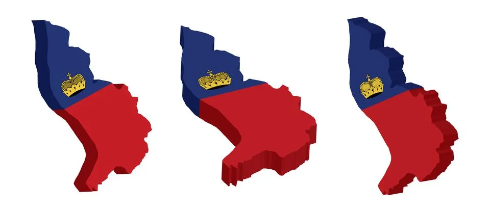 Realistic 3D Map of Liechtenstein Vector Design Template Illustrazione stock