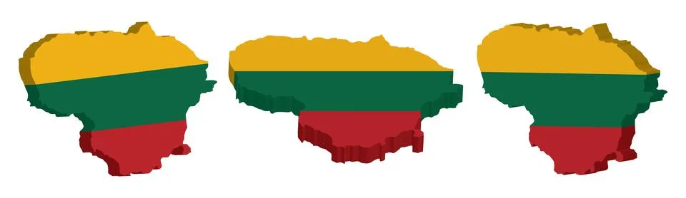Realistic 3D Map of Lithuania Vector Design Template Illustrazione stock