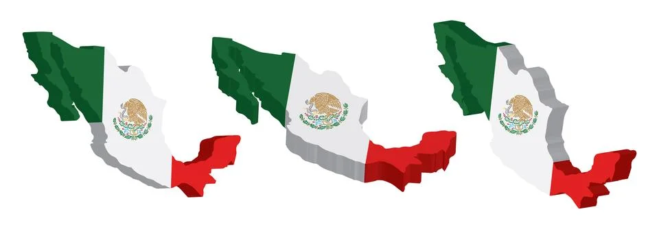 Realistic 3D Map of Mexico Vector Design Template Stock Illustration