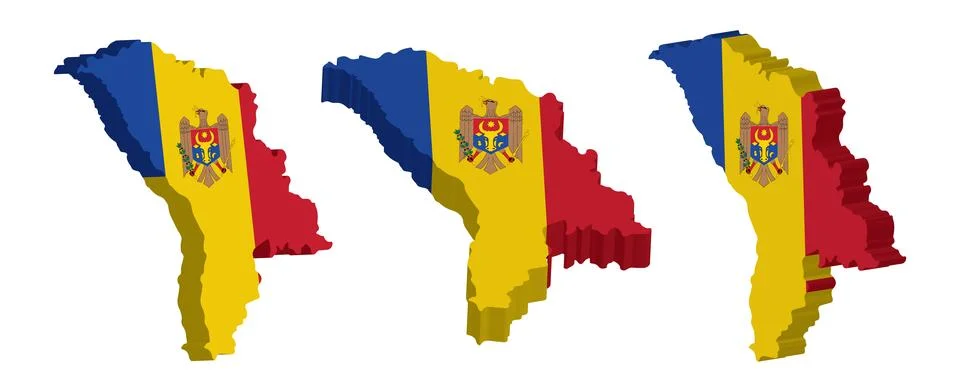 Realistic 3D Map of Moldova Vector Design Template Illustrazione stock
