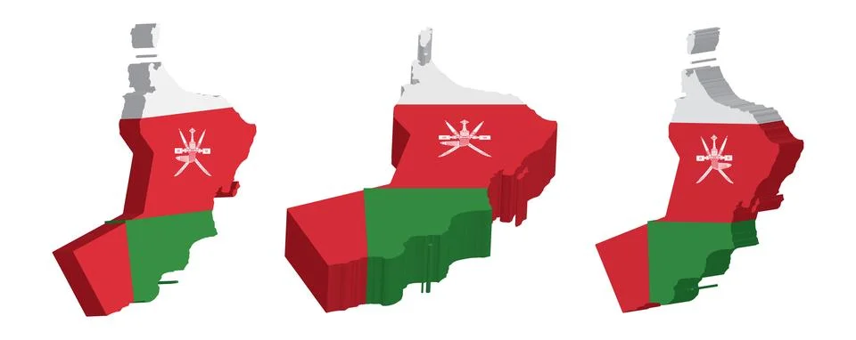 Realistic 3D Map of Oman Vector Design Template Illustrazione stock