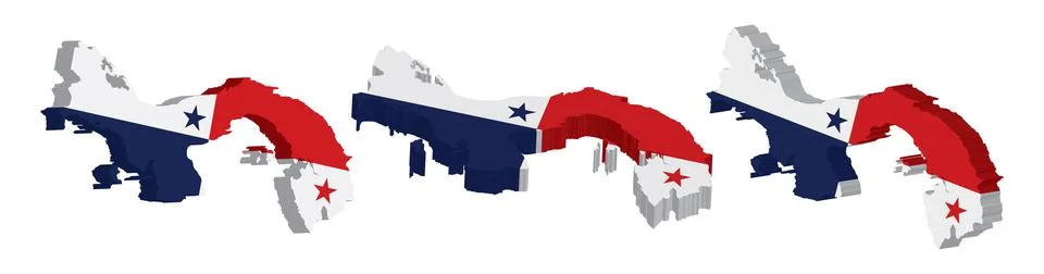 Realistic 3D Map of Panama Vector Design Template Stock Illustration