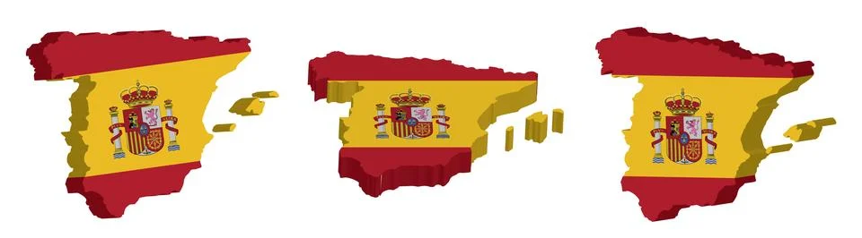 Realistic 3D Map of Spain Vector Design Template Stock Illustration