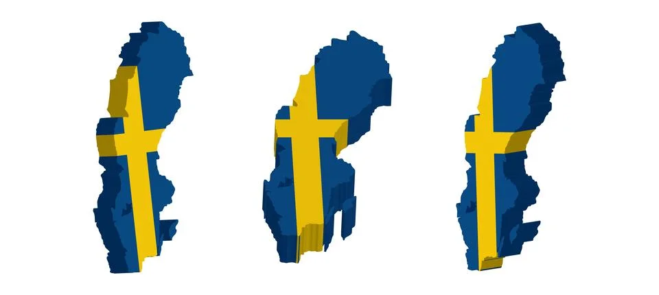 Realistic 3D Map of Sweden Vector Design Template Stock Illustration