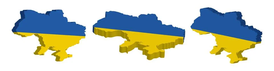 Realistic 3D Map of Ukraine Vector Design Template Stock Illustration