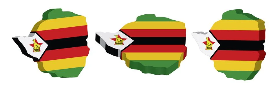 Realistic 3D Map of Zimbabwe Vector Design Template Stock Illustration