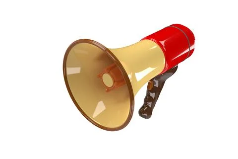 Realistic 3d megaphone, loudspeaker with lightning. 3d render Stock Illustration