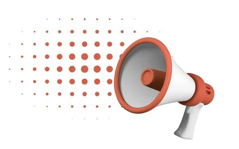 Realistic 3d megaphone. Plastic megaphone with shadow. Vector illustration. Stock Illustration