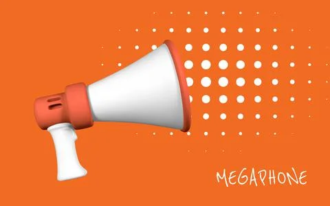 Realistic 3d megaphone. Plastic megaphone with shadow. Vector illustration. Stock Illustration