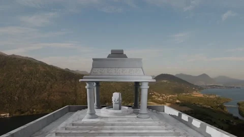 Realistic 3D Model of an Ancient Minoan-Style Temple with High-Relief Ornaments Stock Footage 341320921