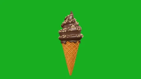 Realistic 3d model ice cream with waffle cone rotated around an axis. Stock Footage 112883525