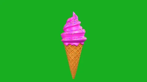 Realistic 3d model ice cream with waffle cone rotated around an axis. Stock Footage 112883580